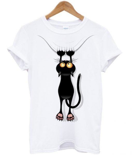 scratching black cat tshirt