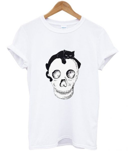 skeleton and cat t-shirt