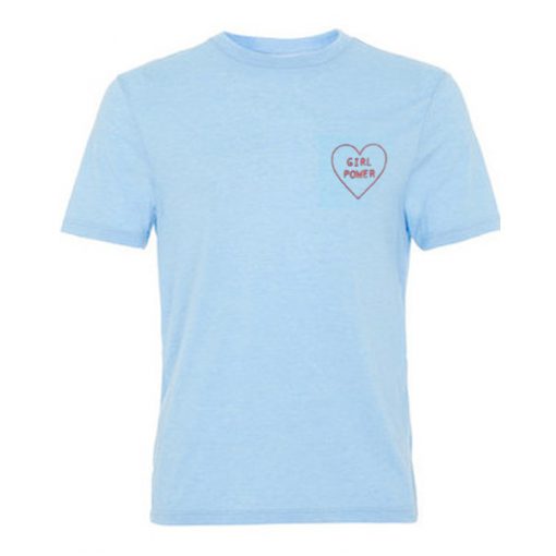 girl power pocket blue tshirt