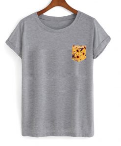 Sun Flower Print Pocket T Shirt
