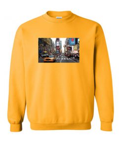 neon streets of times square in korea's sweatshirt