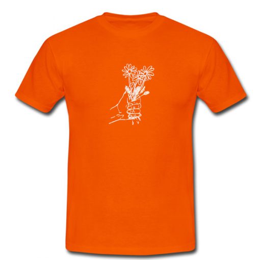 hold flower orange tshirt
