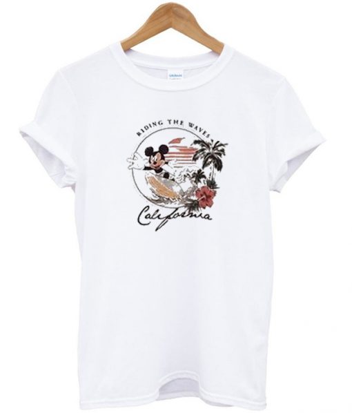 riding the waves mickey california tshirt