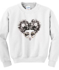 flower hair sweatshirt