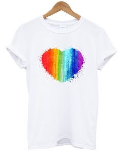 rainbow heart shape t-shirt