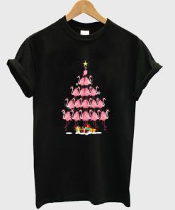 flamingo christmas tree t-shirt
