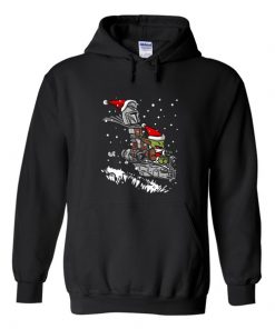 santa mandalorian baby yoda hoodie