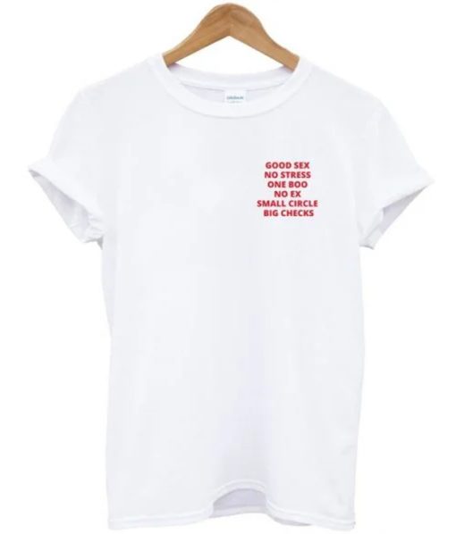 Good Sex No Stress One Boo No Ex Small Circle Big Checks Pocket Print T-shirt